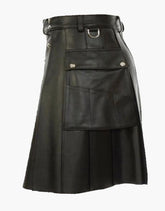 MODERN BLACK LEATHER KILT - Scottish Kilt Jacket™ USA-UK